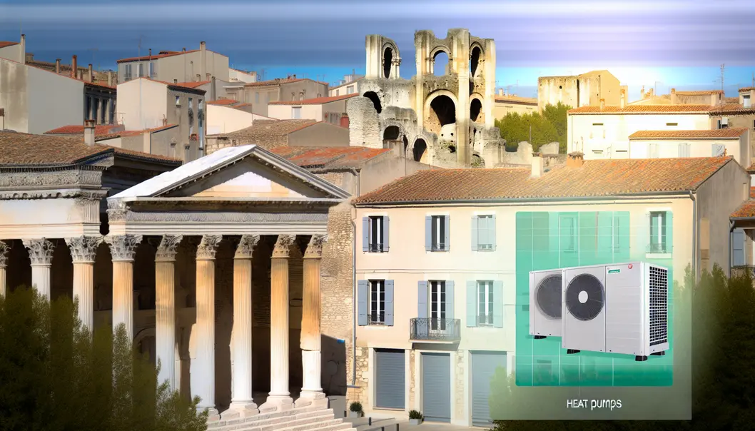 Installation d’une pompe à chaleur moderne dans une maison à Nîmes.